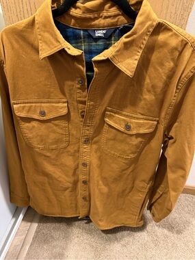 Lands' End Mustard Gold Lined Utility Shirt Jacket Men’s S Golden Pecan